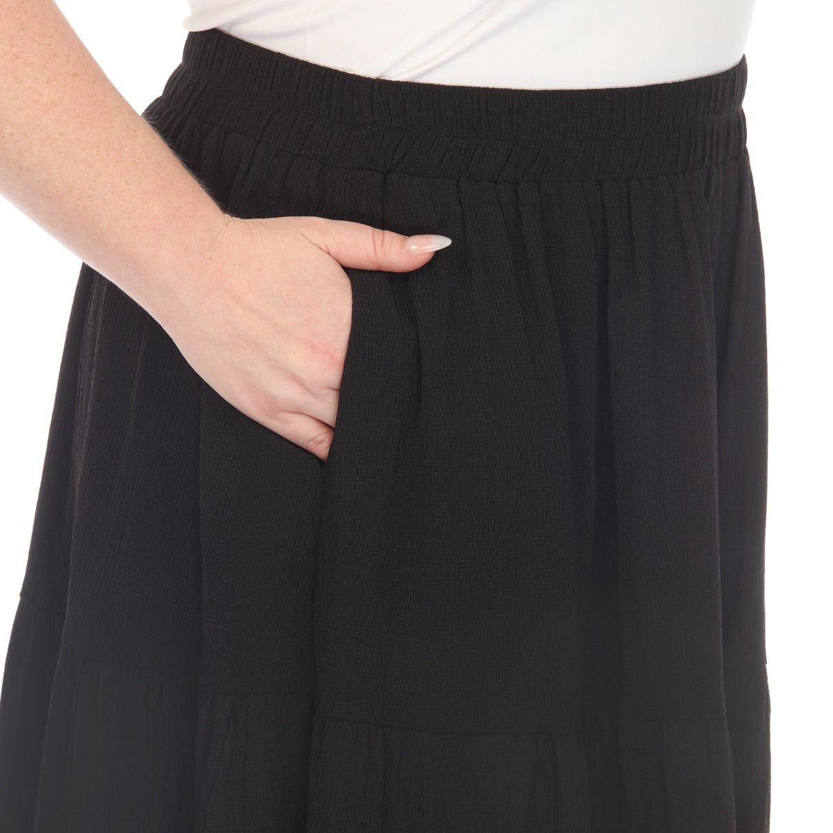  White Mark Plus Size Pleated Tiered Maxi Skirt - 1X - Bonton