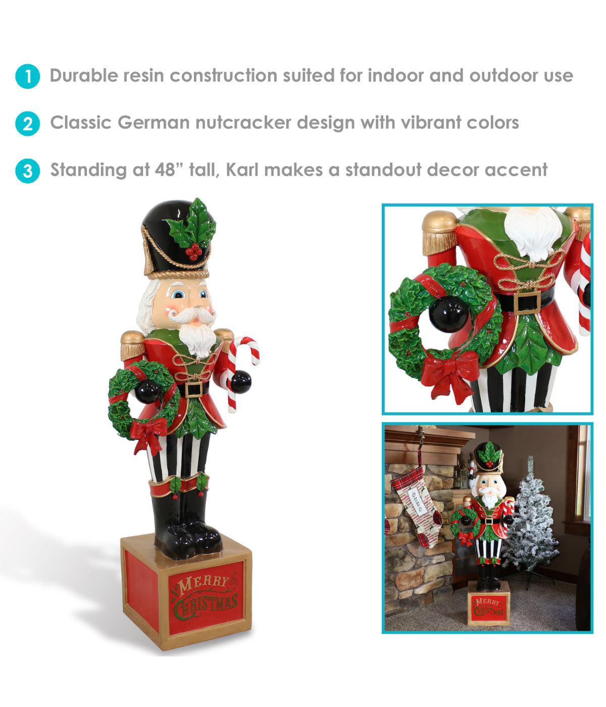  Sunnydaze Decor Karl the Christmas Nutcracker Statue - Red - Bonton