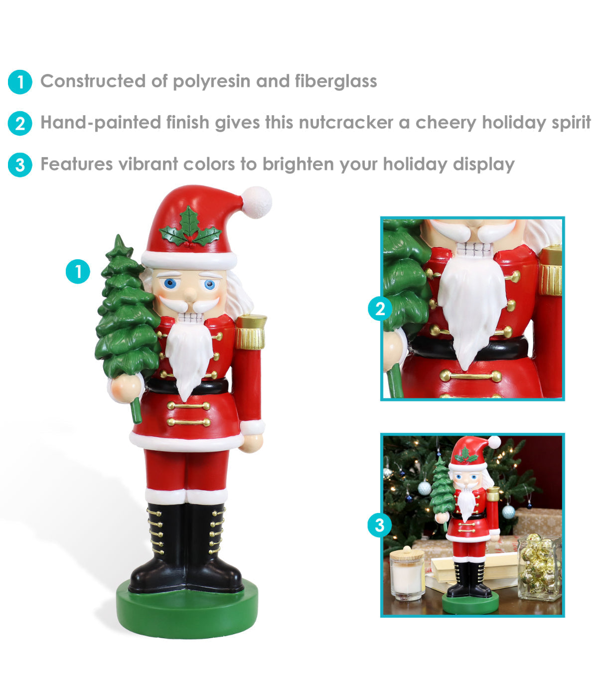  Sunnydaze Decor Small Santa Claus with Tree Christmas Nutcracker Statue - Red - Bonton