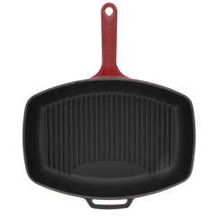 Chasseur 12-Inch Red Rectangular French Enameled Cast Iron Grill Pan (CI_3140)