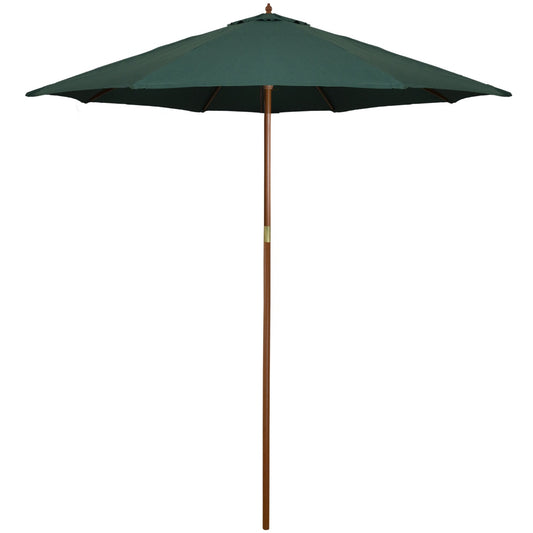 8.5ft Outdoor Patio Market Umbrella With Wooden Pole  Green