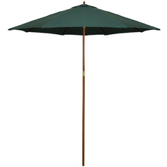 8.5ft Outdoor Patio Market Umbrella With Wooden Pole  Green