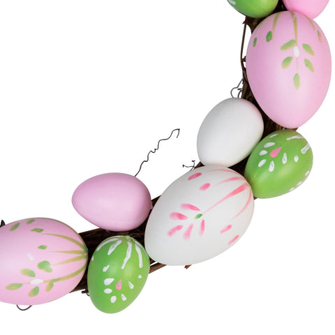 Easter Egg Grapevine Wreath - 10" - Pink and Green