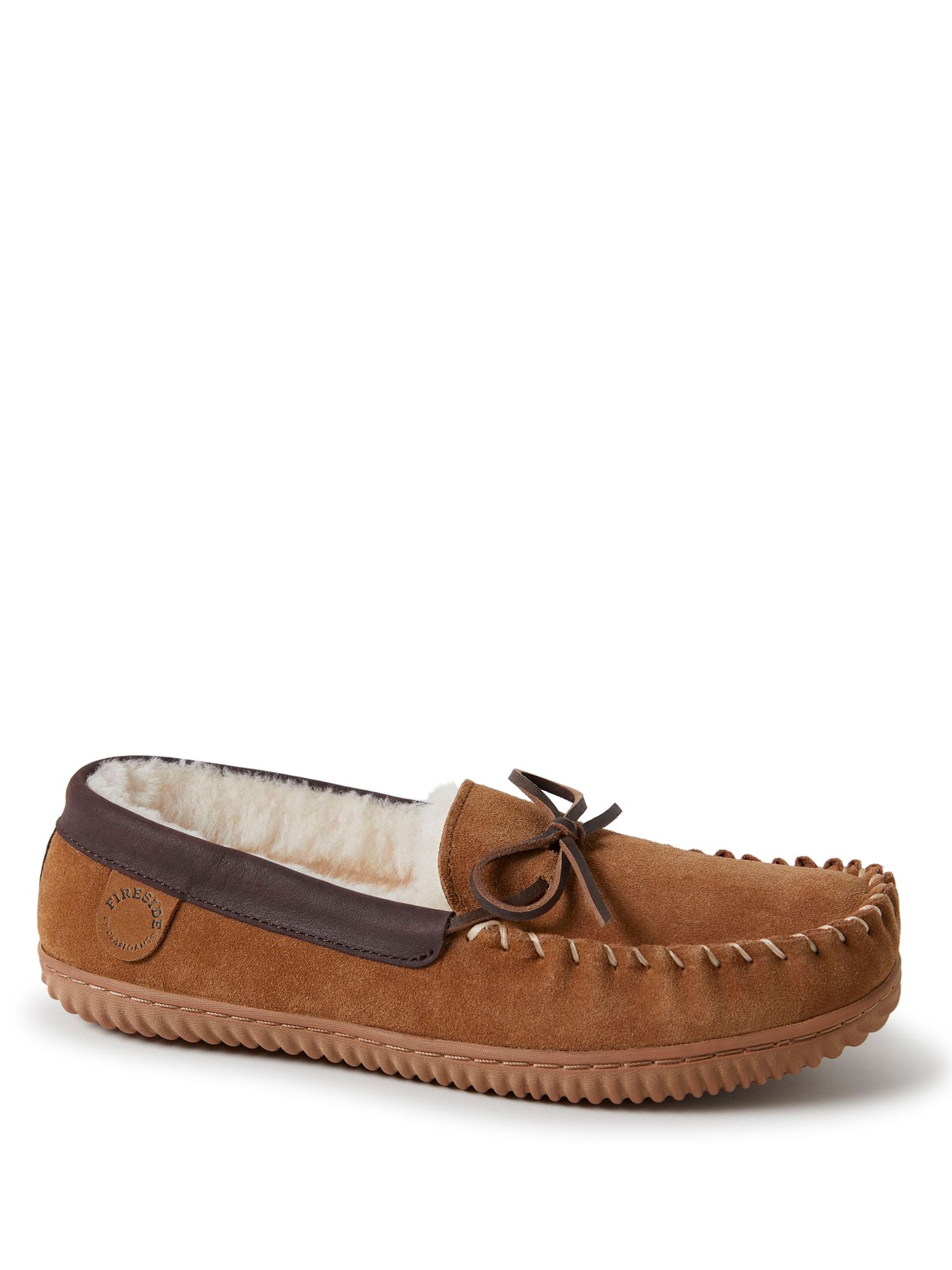  Dearfoams Fireside by Men's Nelson Bay Shearling Indoor/Outdoor Moccasin Slipper - Coffee - Bonton