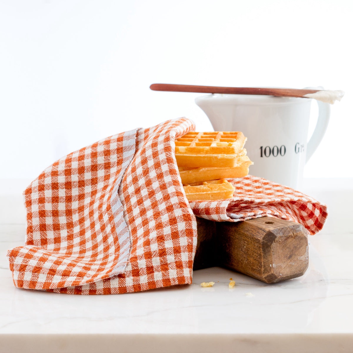  Caravan Two-Tone Gingham Napkins, Set of 4 - Natural & Dijon - Bonton