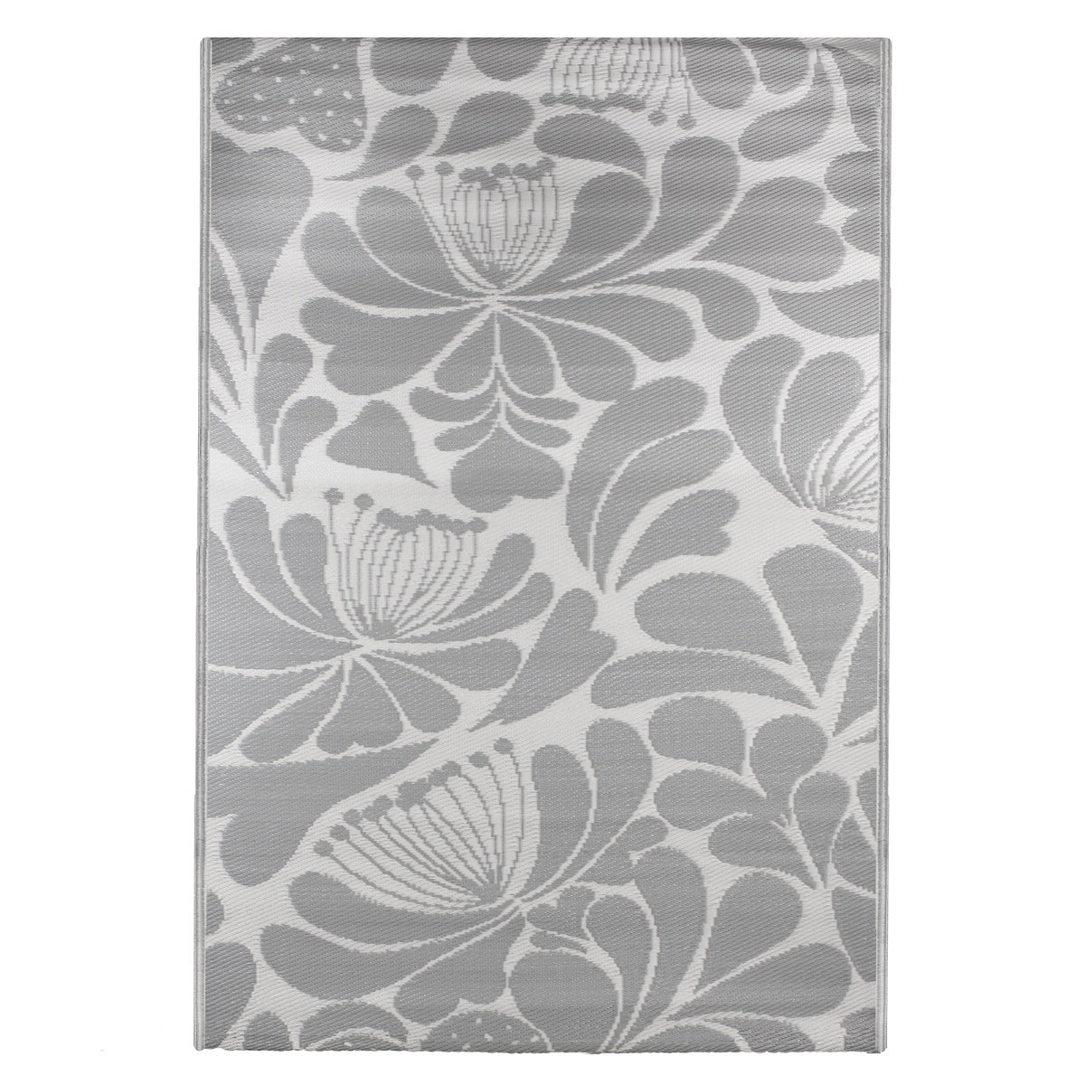  Northlight 4' X 6' Gray and Off White Floral Rectangular Outdoor Area Rug - Gray and Off White Floral - Bonton