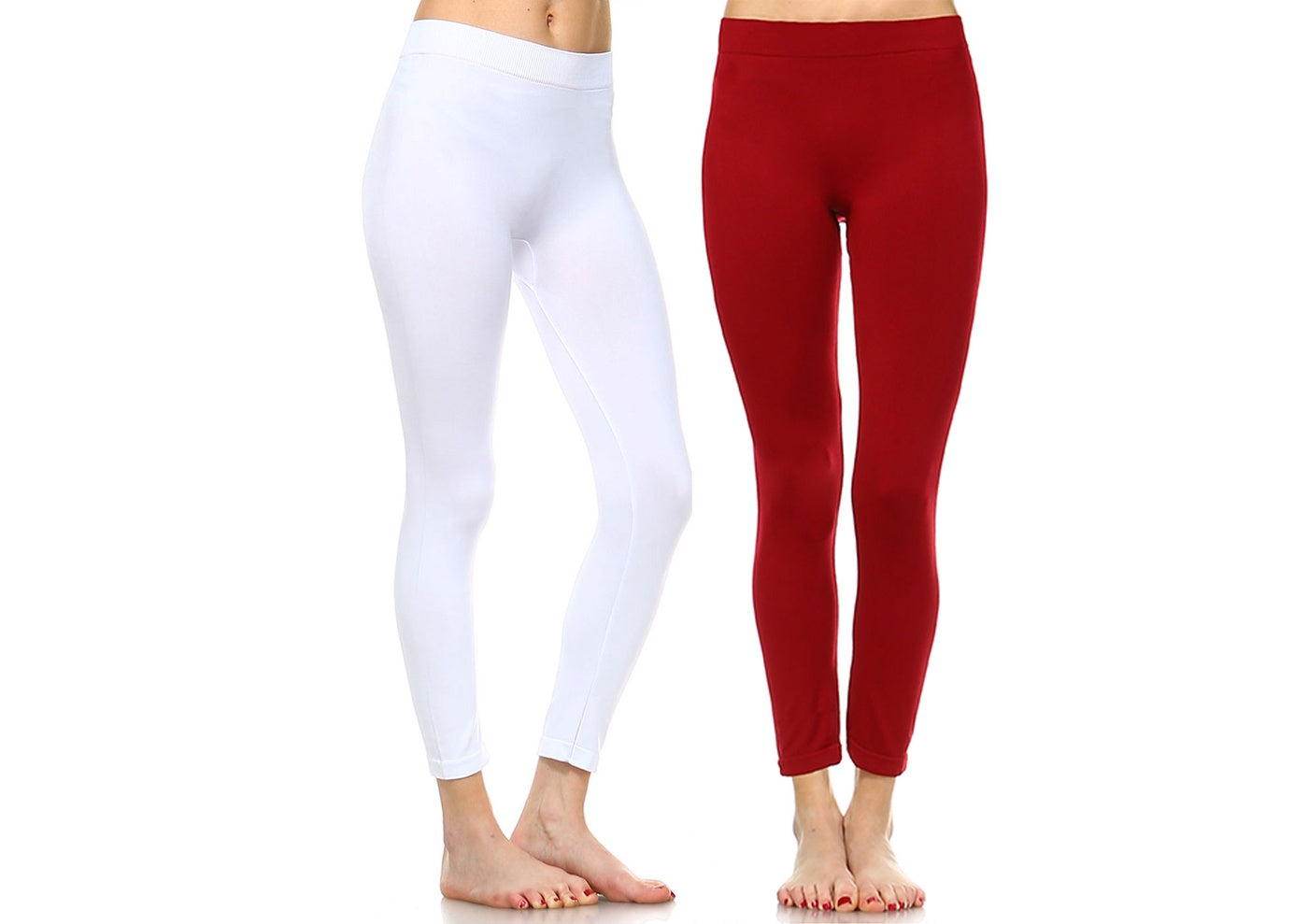  White Mark Pack of 2 Solid Leggings - one size - Bonton