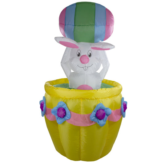 Lighted and Animated Inflatable Easter Bunny Basket Outdoor Decoration - 5.5' -