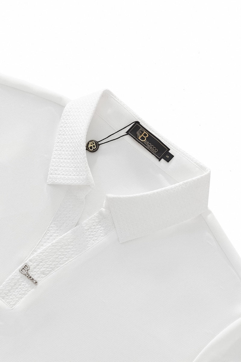  Barocco Stride Contrast Collar Polo WHITE - WHITE - Bonton