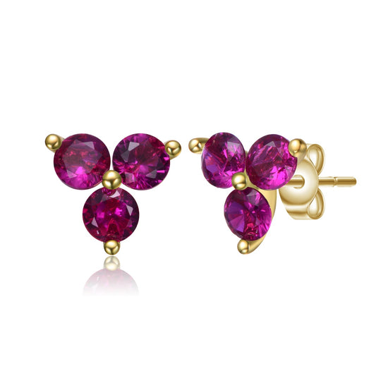 Kids 14k Gold Plated Colored Cubic Zirconia Stud Earrings