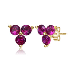 Kids 14k Gold Plated Colored Cubic Zirconia Stud Earrings