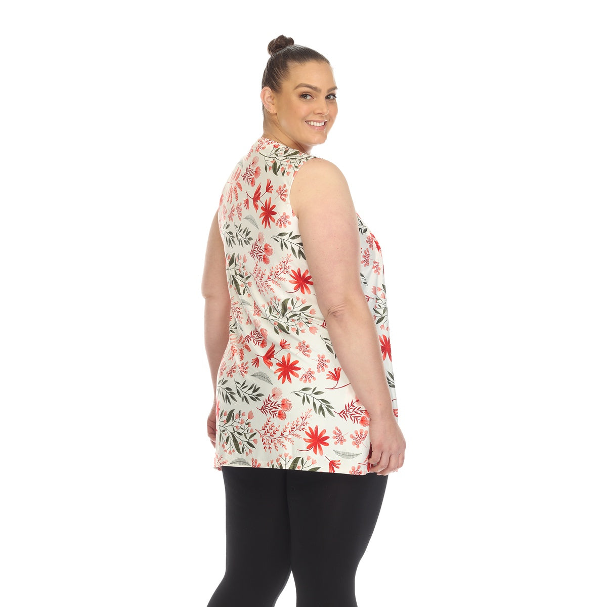  White Mark Plus Size Floral Sleeveless Tunic Top - 1X - Bonton