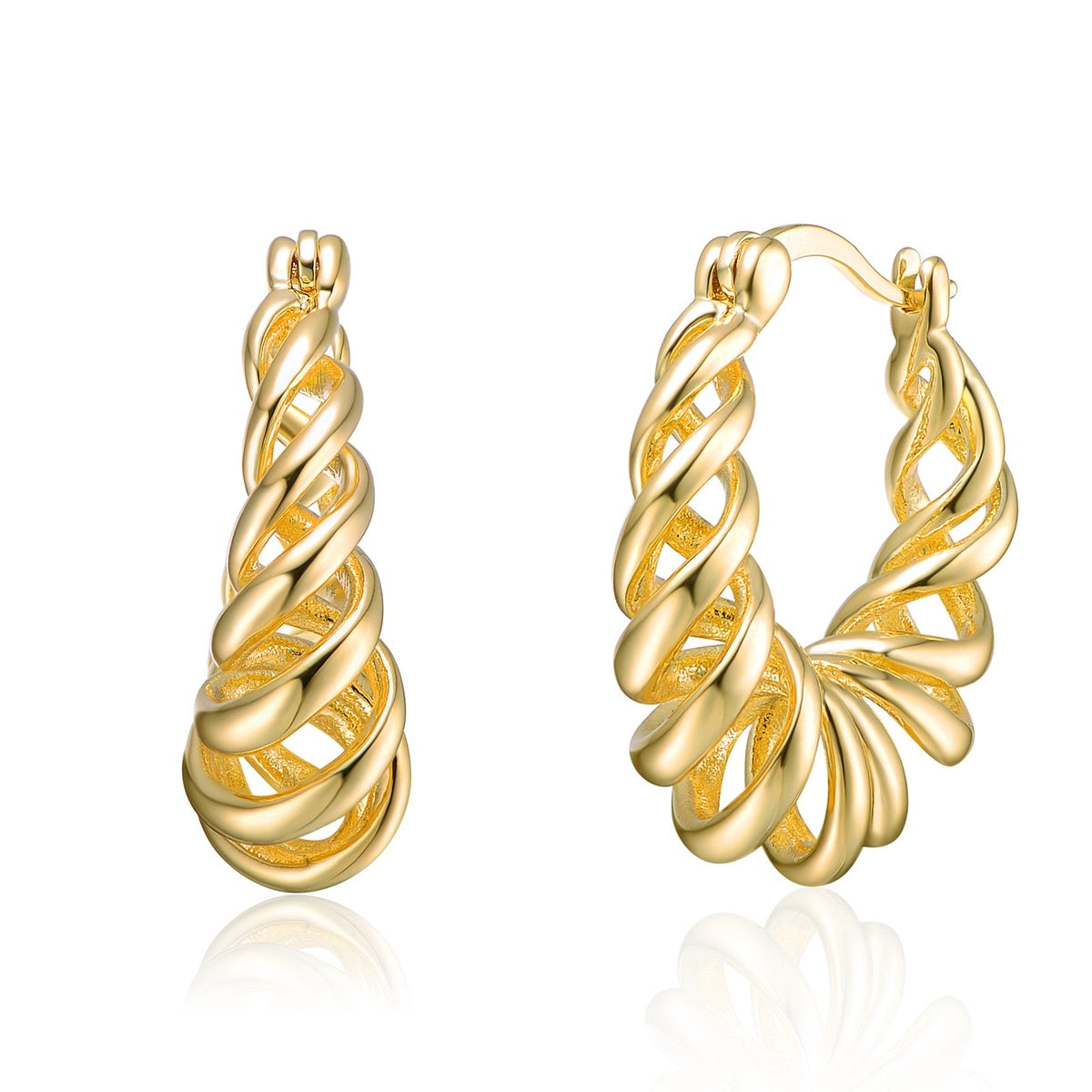  Rachel Glauber 14k Yellow Gold Plated Twisted Halo Hoop Earrings - Default Title - Bonton