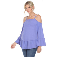 Women's Cold Shoulder Ruffle Sleeve Top