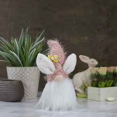 Easter and Spring Gnome Head With Bunny Ears - 12" - Pink and White