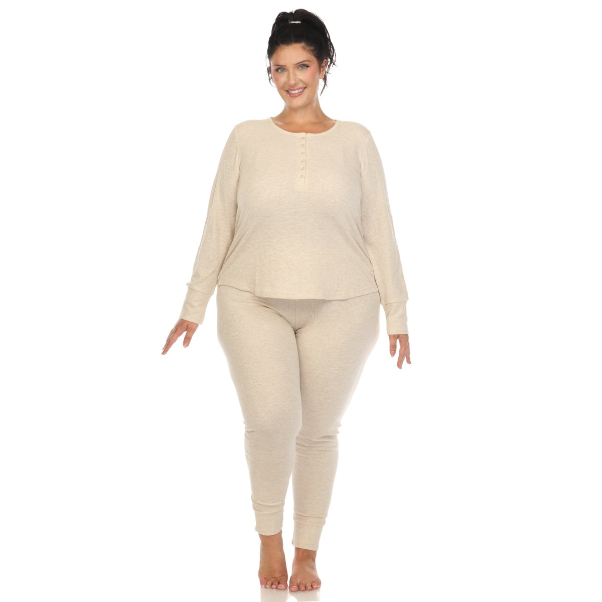  White Mark Plus Size Waffle Pajama Set - 3X - Bonton