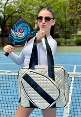 Judy Pickleball Tote Quilted Pearl