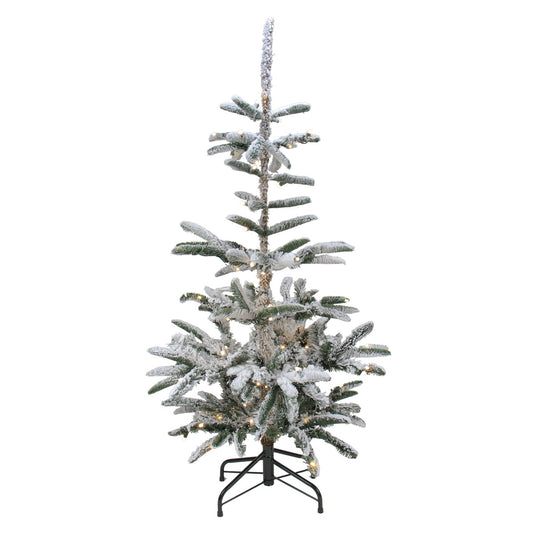 Real Touch™? Pre-Lit Slim Flocked Nordmann Fir Artificial Christmas Tree - 4.5' - Warm Clear LED Lights