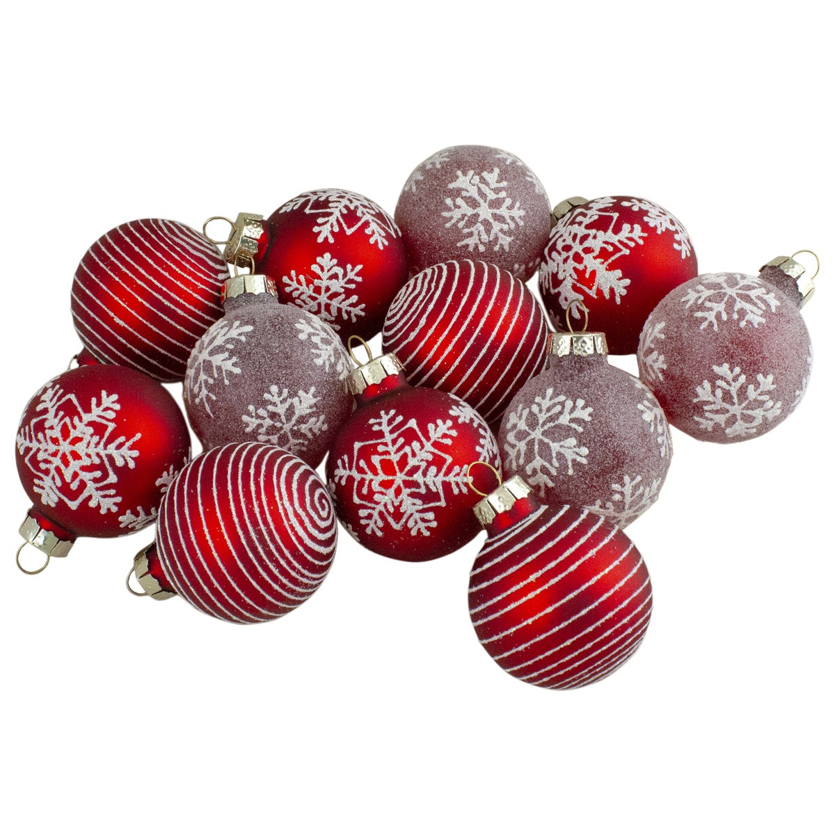  Northlight Set of 12 Red Glass Christmas Ornaments 1.75-Inch (45mm) - Default Title - Bonton