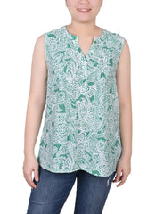 Petite Sleeveless Pintucked Blouse