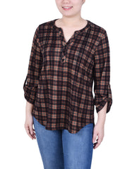 Petite 3/4 Roll Sleeve Top