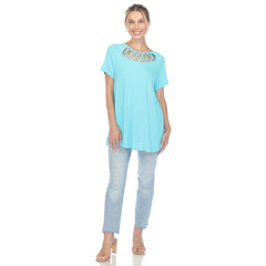 Women's Crisscross Cutout Short Sleeve Top