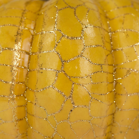 Crackle Finish Fall Harvest Pumpkins - 4" - Orange  Yellow and Brown - Set of 3
