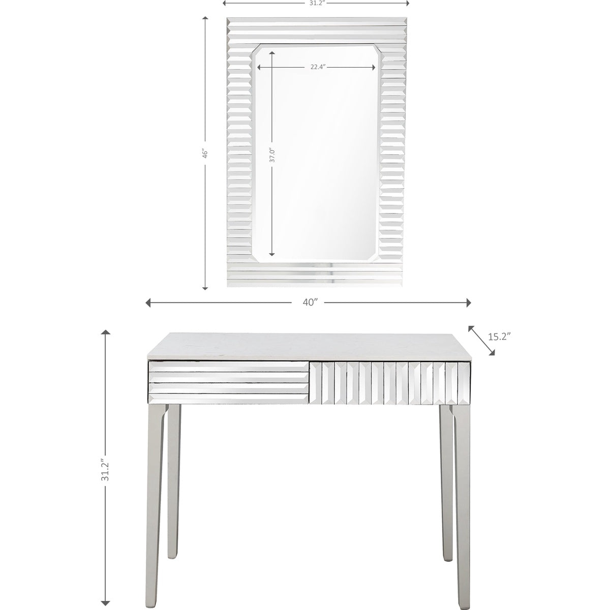  Carla Wall Mirror and Console - Console Table - Bonton