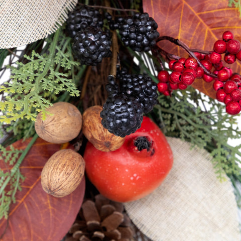 30" Autumn Harvest Mixed Berry and Pomegranate Artificial Teardrop Swag - Unlit