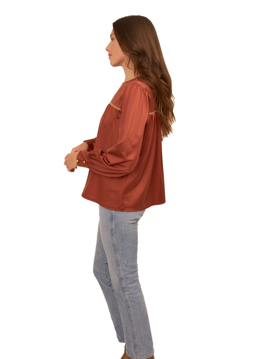  Cabana Life Copper Long Sleeve Top - XS - Bonton