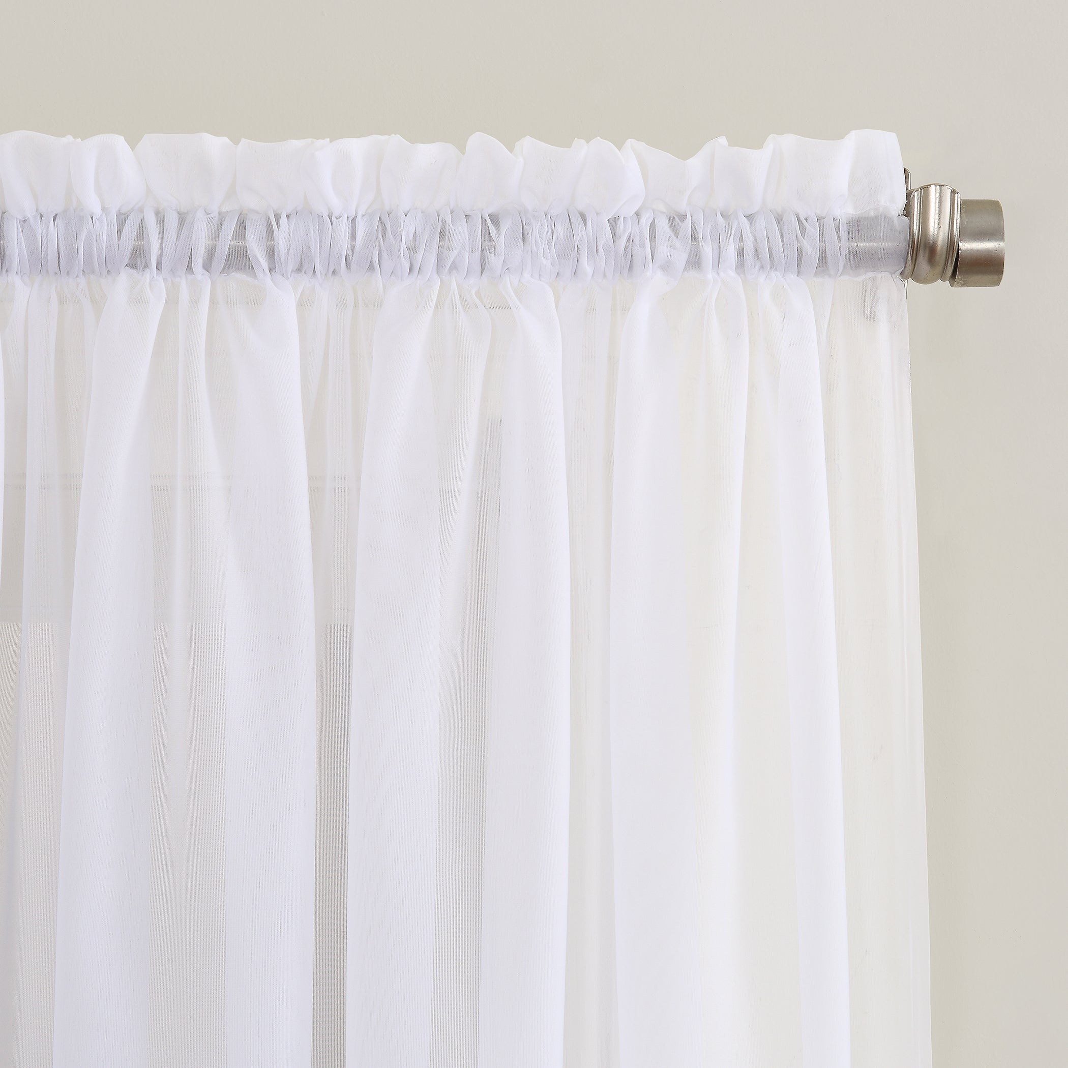  No. 918 Claude Crushed Voile Sheer Rod Pocket Curtain Panel - Taupe - Bonton