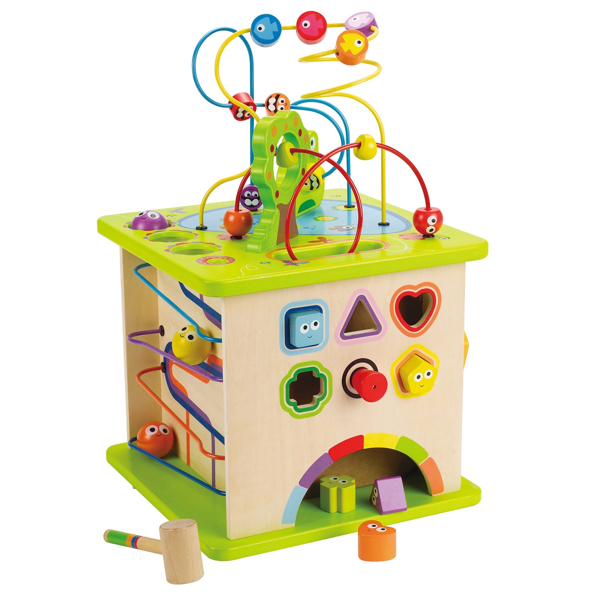  Hape Hape Country Critters 5-Sided Wooden Play Cube for Toddlers - Multi - Bonton