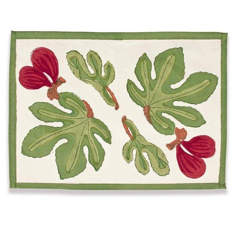  Couleur Nature Fig Red/Green Placemats Set of 6 - Red/Green - Bonton