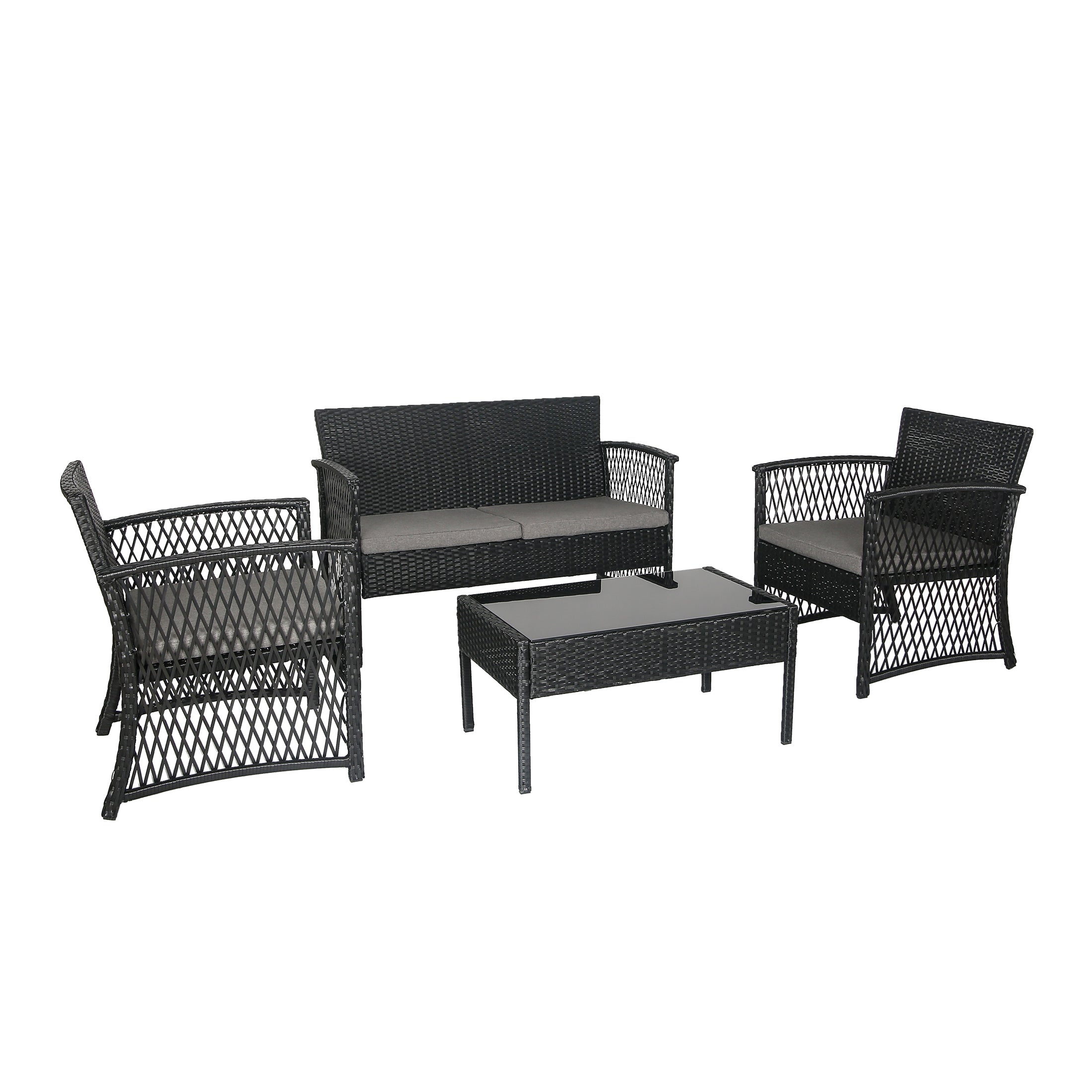  Westin Furniture 4-Piece Outdoor Patio Conversation Set - Coffee/Orange - Bonton