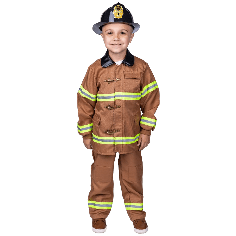 Dress Up America Tan Fire Fighter Costume - Kids by Dress Up America - Large (12-14) - Bonton