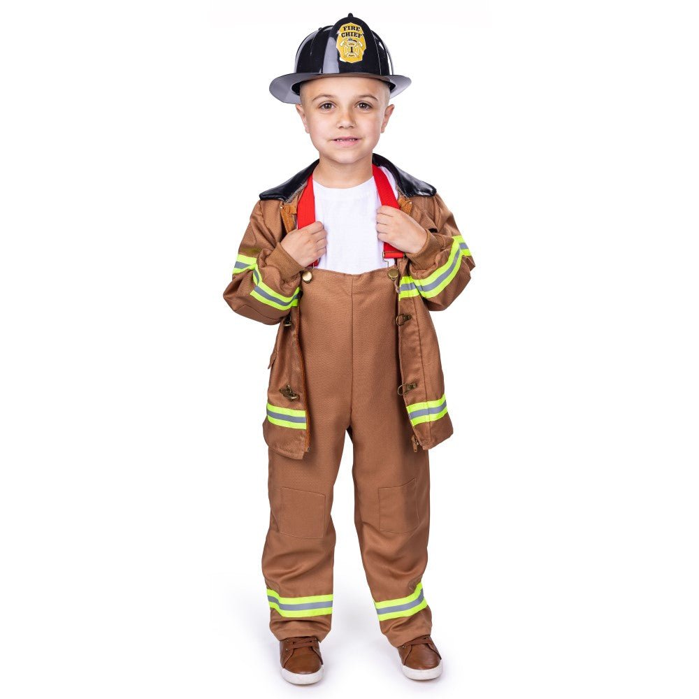 Dress Up America Tan Fire Fighter Costume - Kids by Dress Up America - Large (12-14) - Bonton