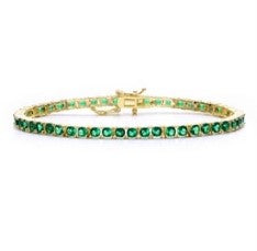  Rachel Glauber Genevive 4K Gold Plated Cubic Zirconia Tennis Bracelet in Emerald, Ruby, and Sapphire - 7.25 inch - Bonton