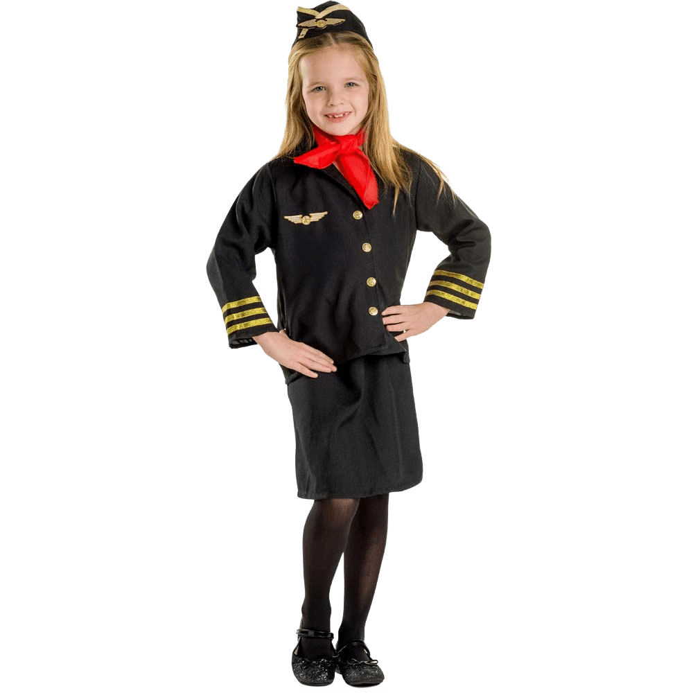  Dress Up America Flight Attendant Costume - Kids by Dress Up America - Large (12-14) - Bonton