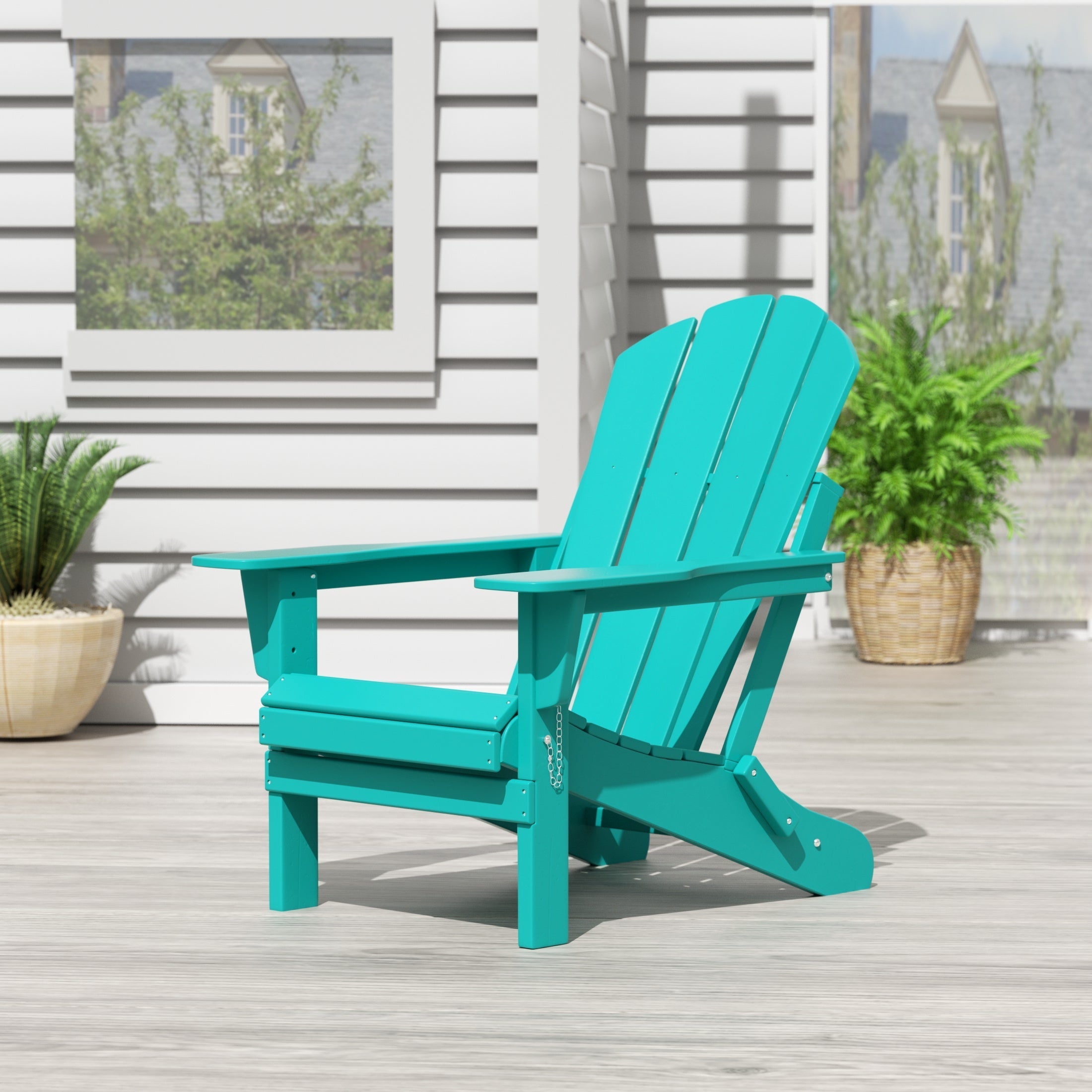  Westin Furniture Outdoor Folding Poly Adirondack Chair - Black - Bonton