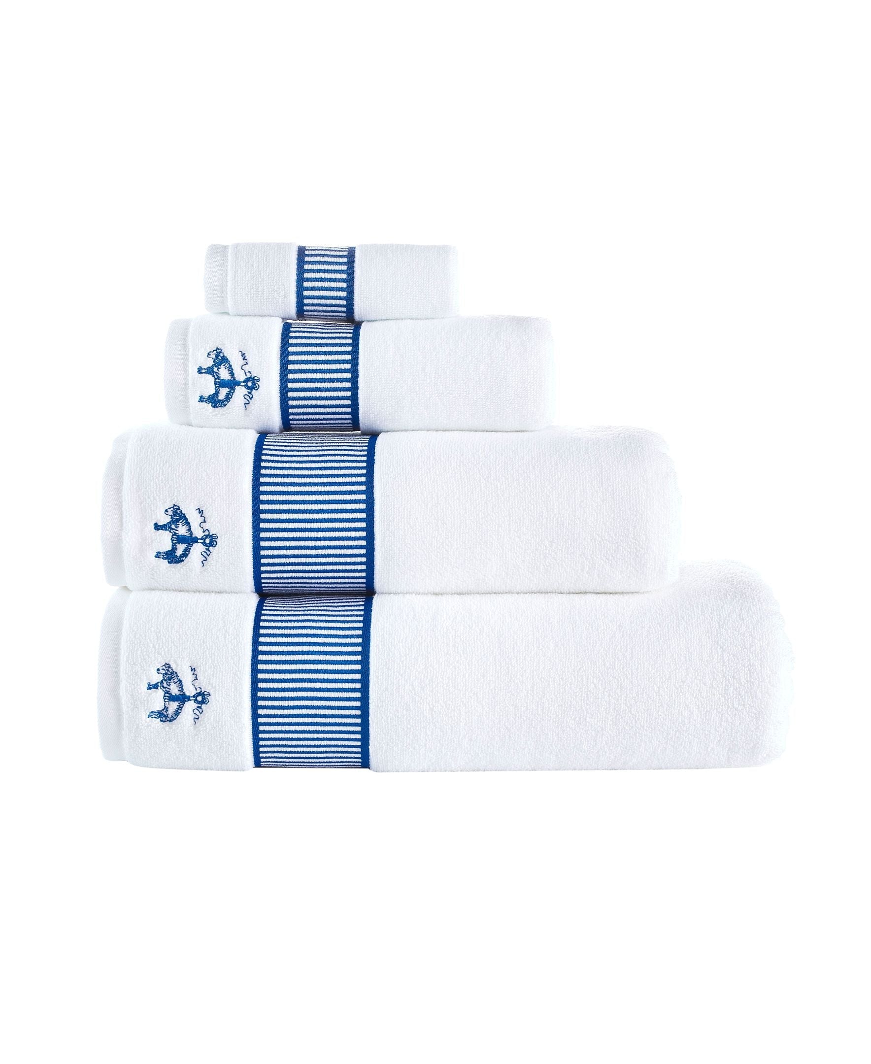  Brooks Brothers Fancy Border 4 Piece Hand Towel Set - Silver - Bonton