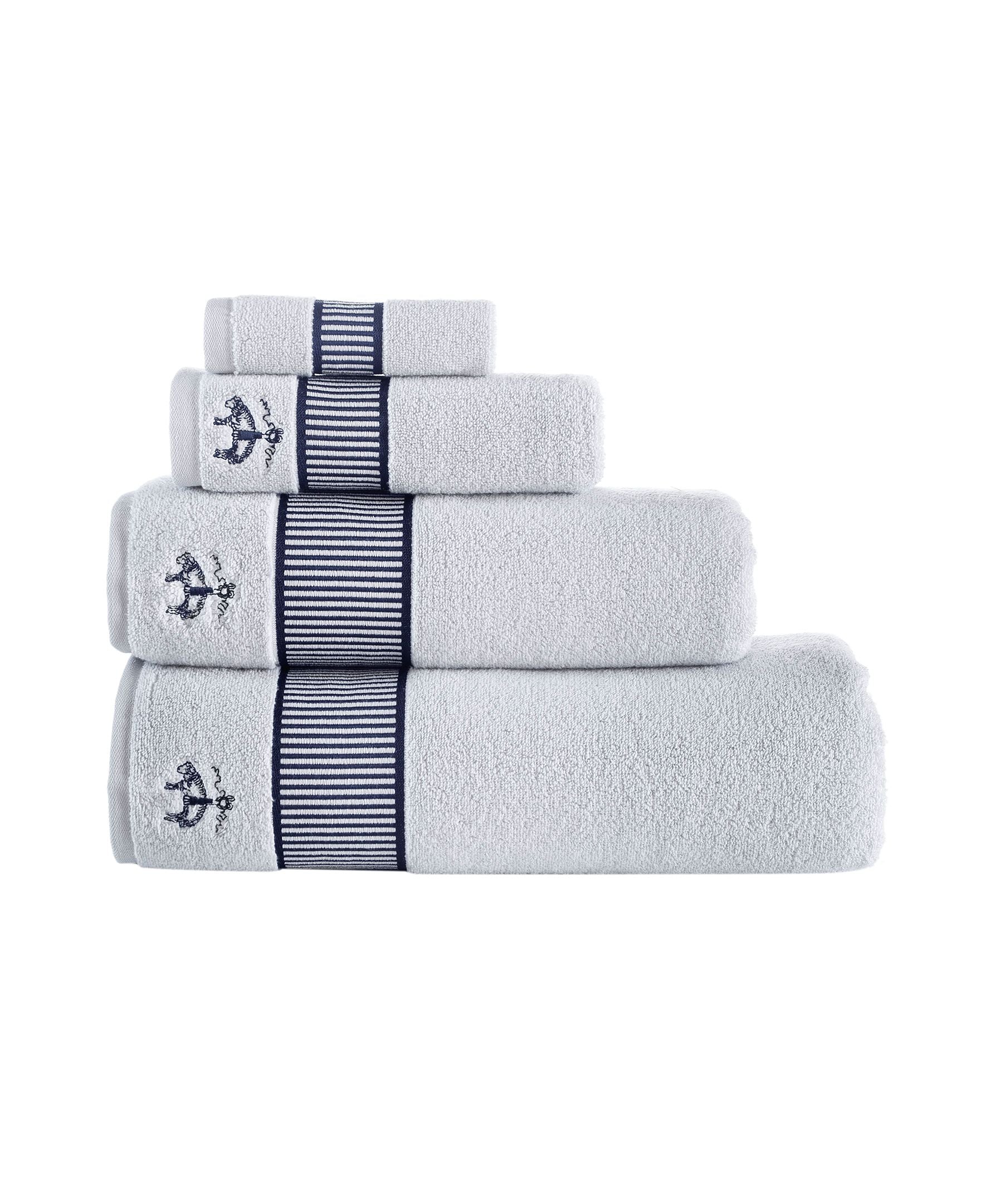  Brooks Brothers Fancy Border 3 Piece Towel Set - Anthracite - Bonton