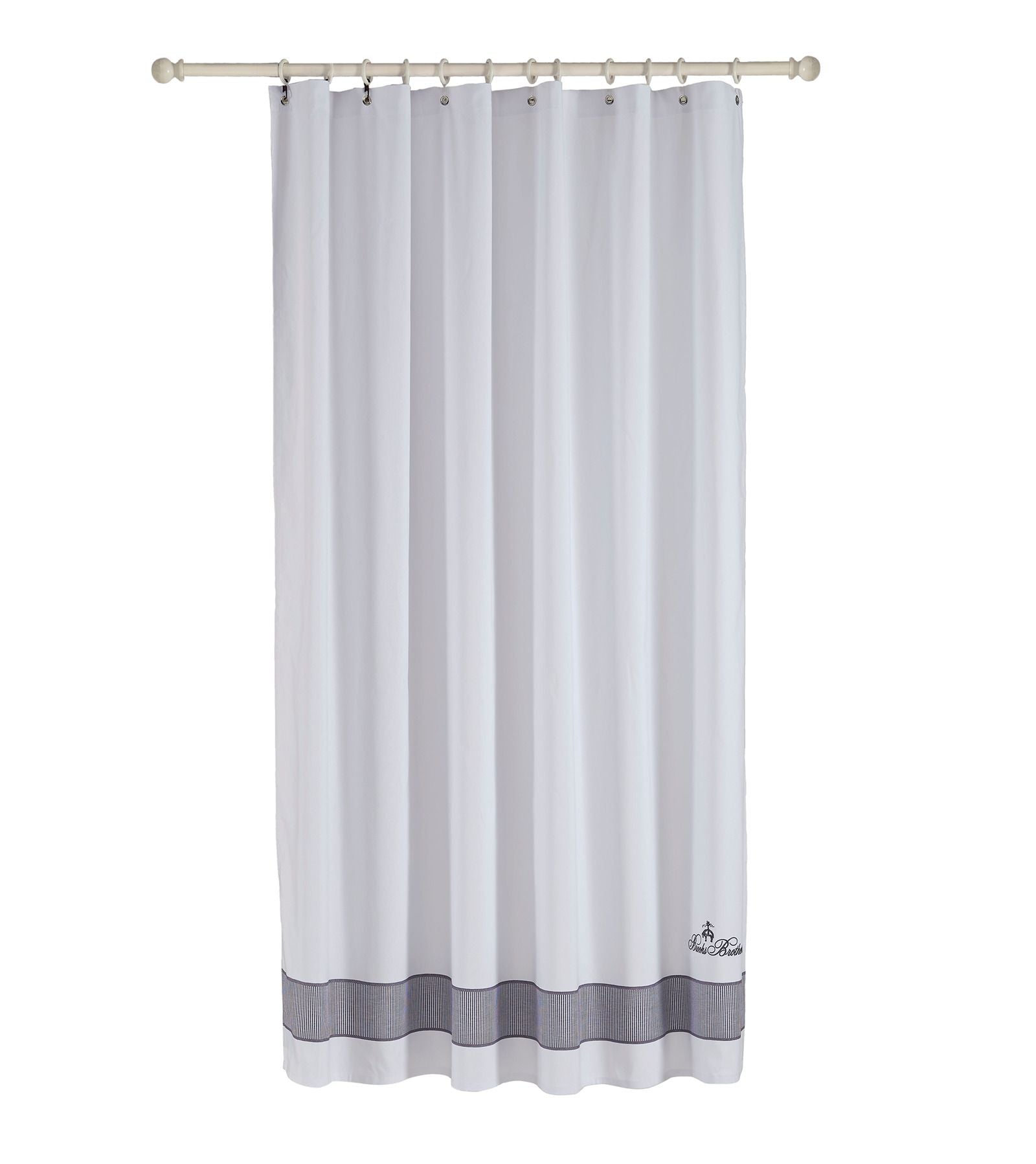  Brooks Brothers Fancy Border Shower Curtains - Silver - Bonton