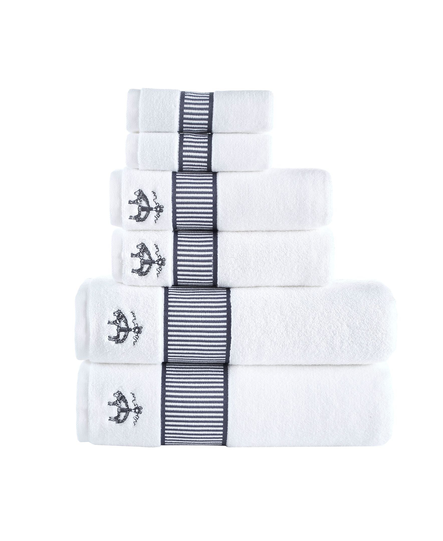  Brooks Brothers Fancy Border 6 Piece Towel Set - Anthracite - Bonton