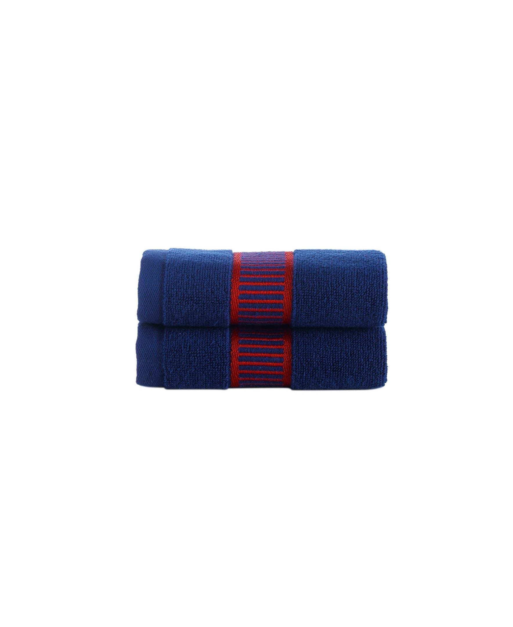  Brooks Brothers Fancy Border 2 Piece Wash Towels Set - Royal Blue - Bonton