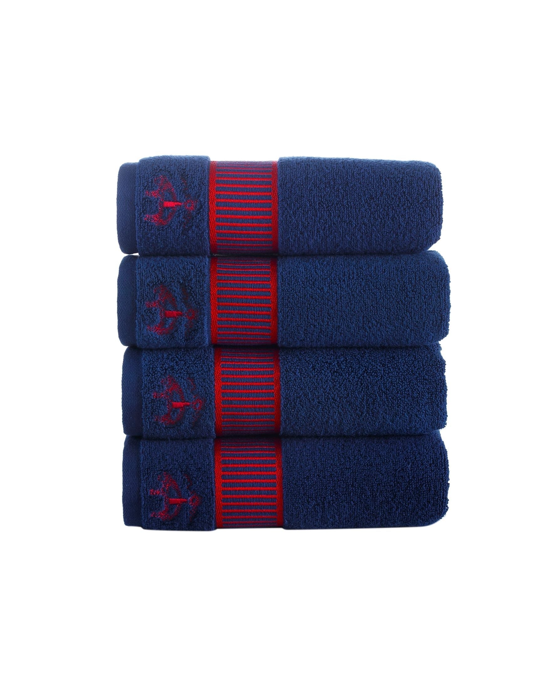  Brooks Brothers Fancy Border 4 Piece Hand Towel Set - Anthracite - Bonton