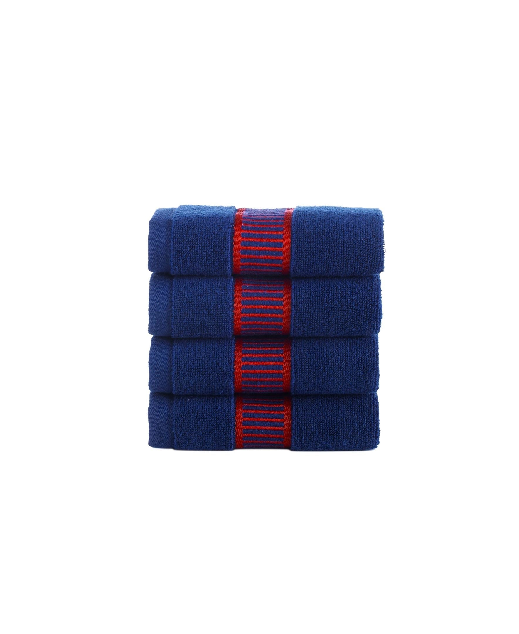  Brooks Brothers Fancy Border 4 Piece Wash Towel Set - Navy - Bonton