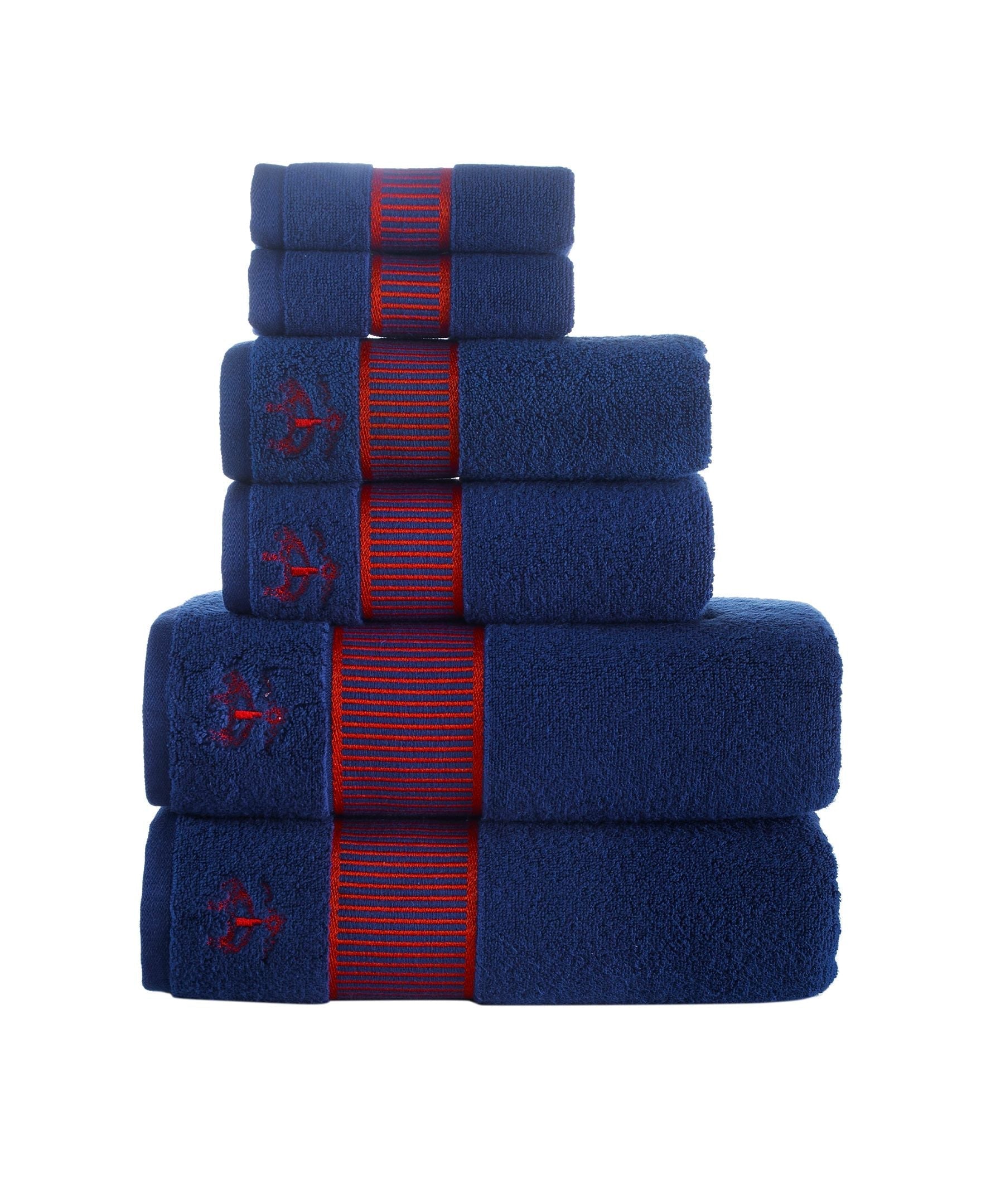  Brooks Brothers Fancy Border 6 Piece Towel Set - Anthracite - Bonton