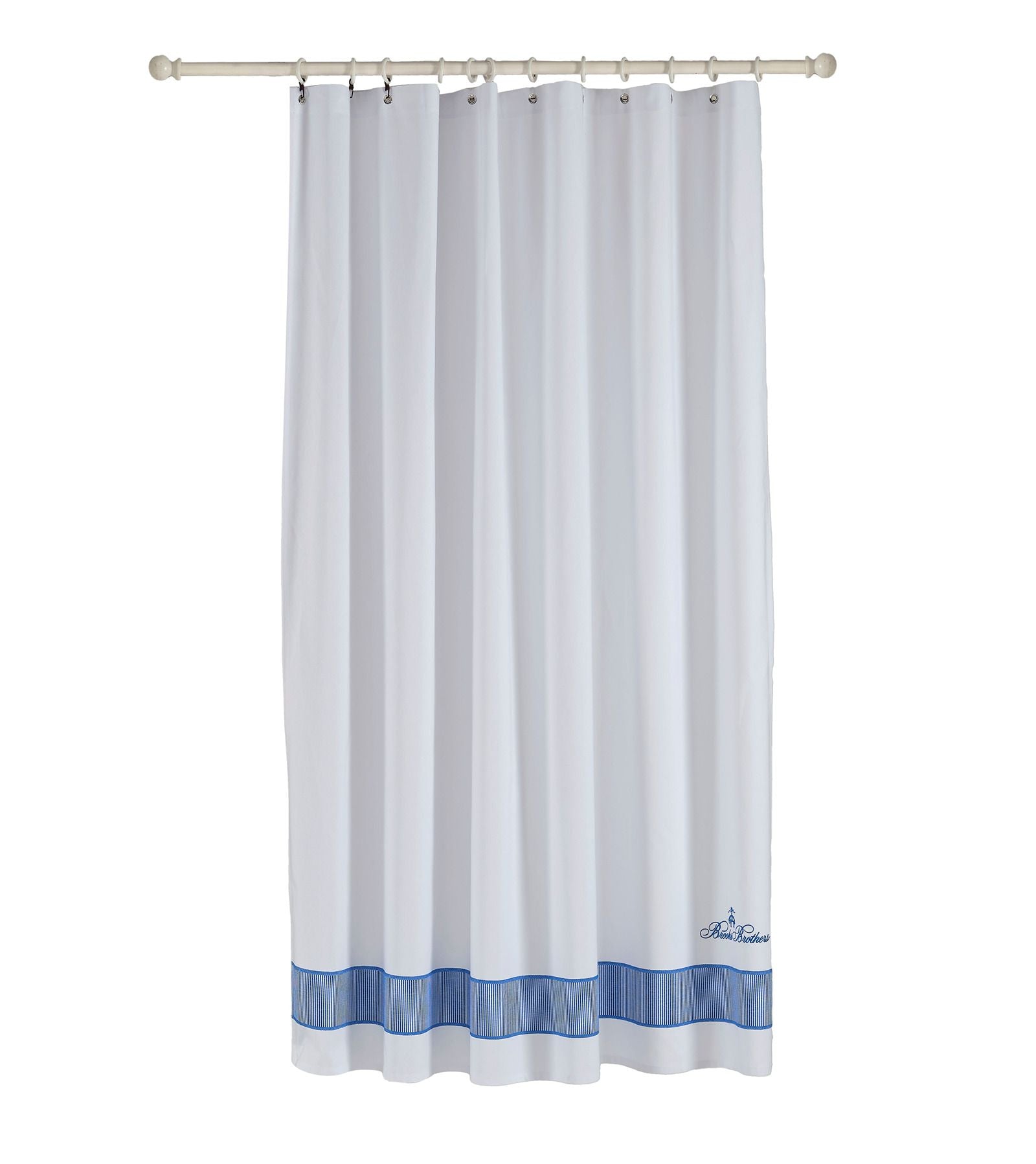  Brooks Brothers Fancy Border Shower Curtains - Silver - Bonton