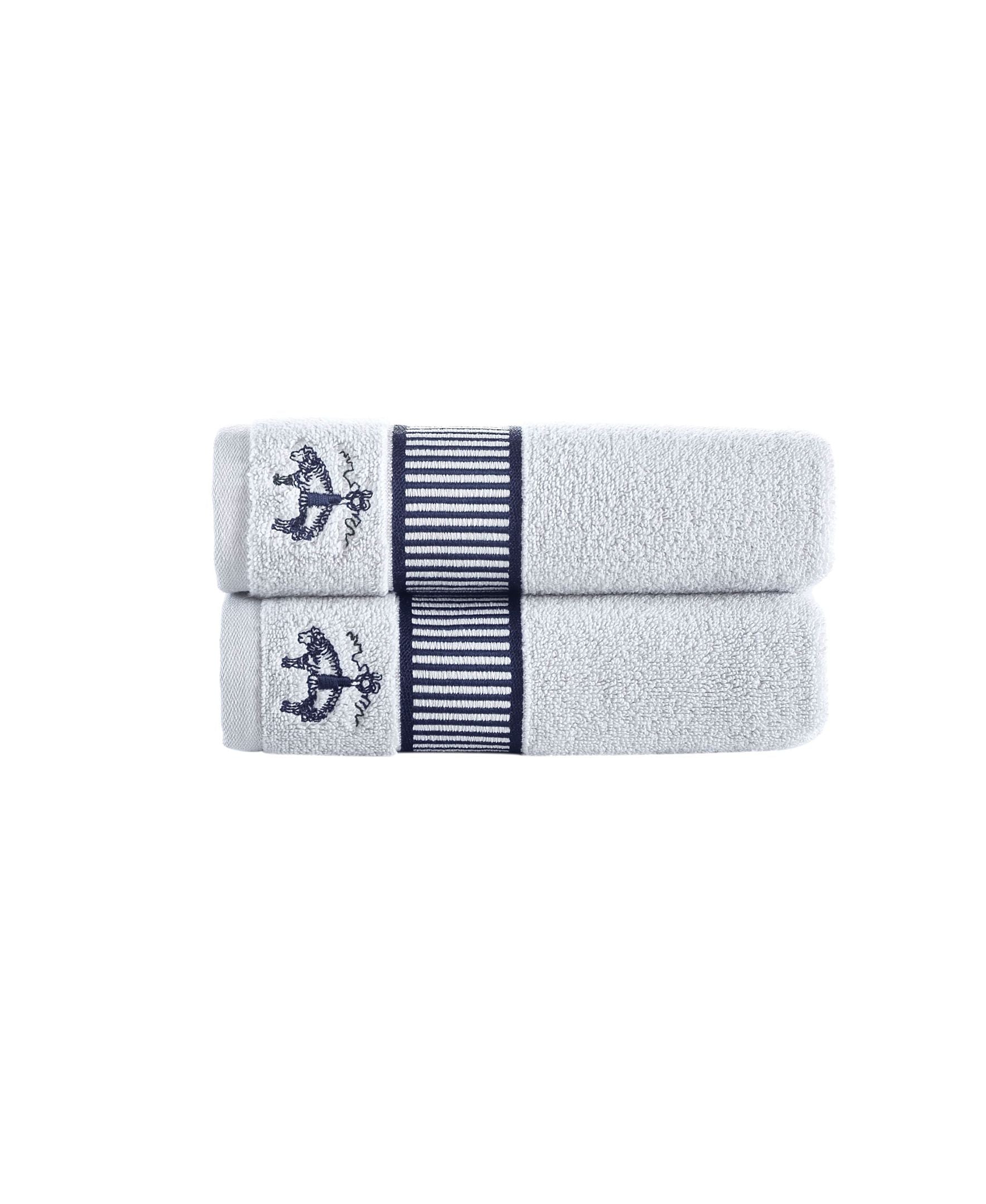  Brooks Brothers Fancy Border 2 Piece Hand Towels Set - Navy - Bonton