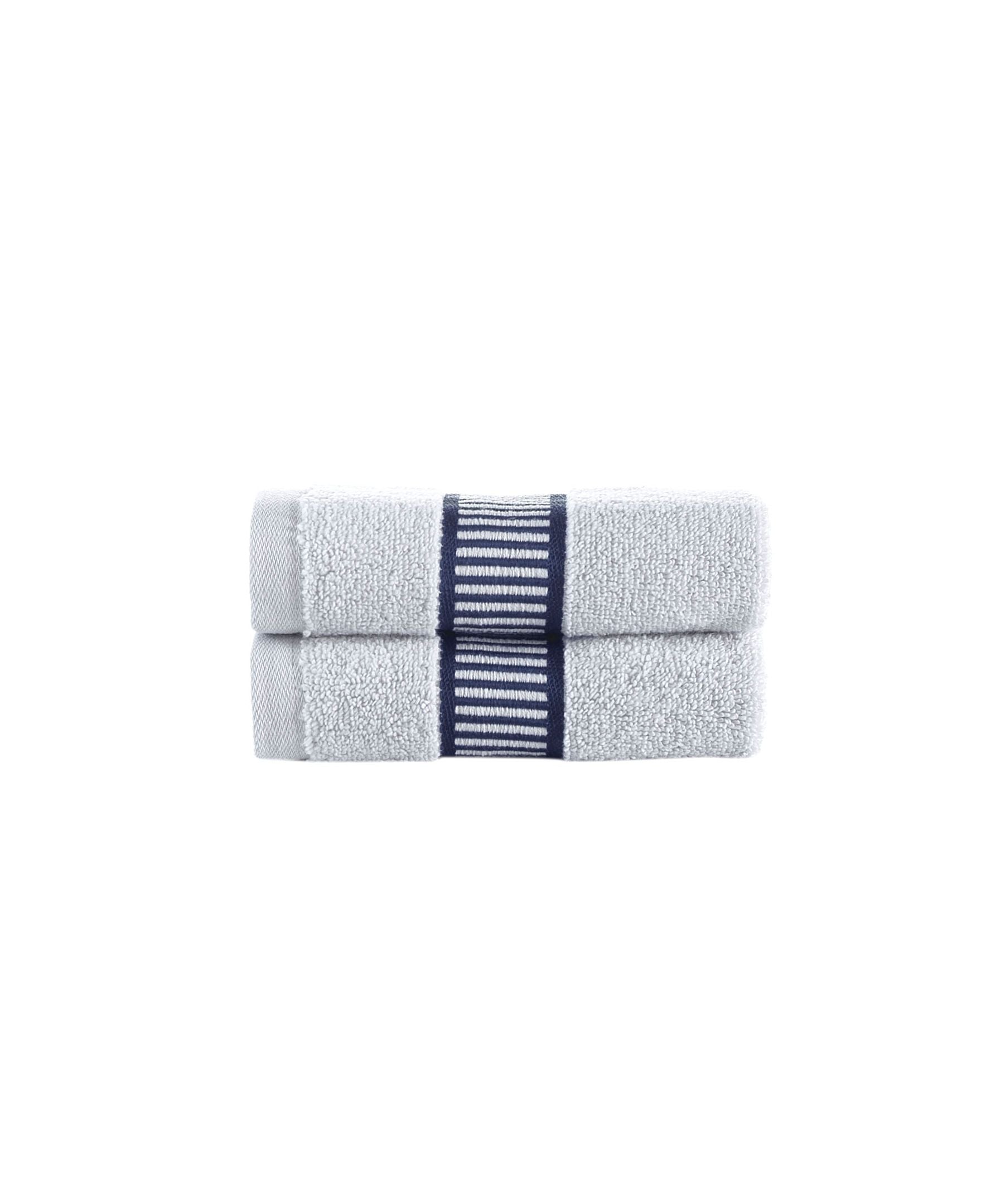  Brooks Brothers Fancy Border 2 Piece Wash Towels Set - Navy - Bonton